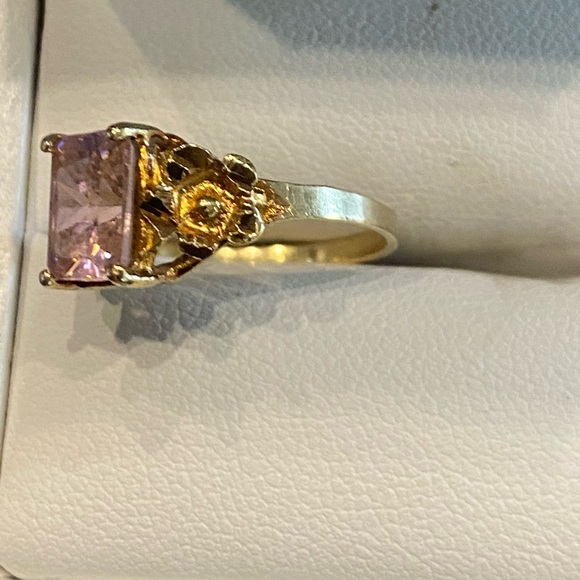 Vintage Pink Ice Solitaire 10k Yellow Gold Ring Size 7 - Picture 3 of 8